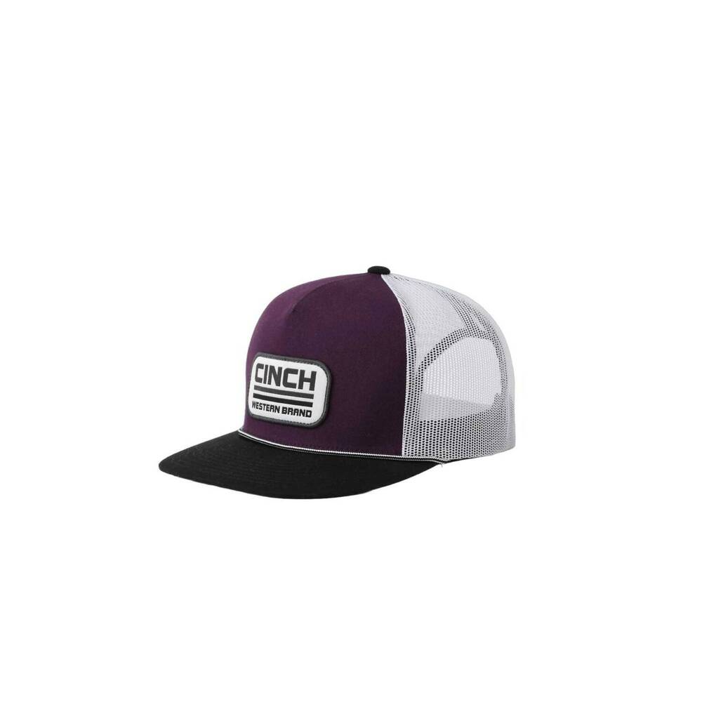 NEW CINCH men's flexfit snapback logo cap in purple/white